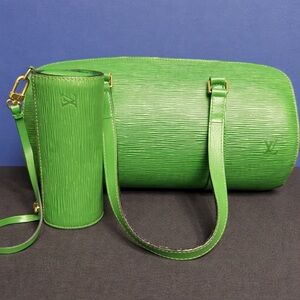 Louis Vuitton Epi Papillion 30 with Mini Pouch- Rare Green Authentic with COA